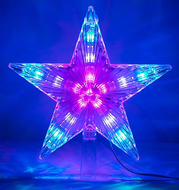 LAWOHO Christmas Tree Topper Star Multi-Colour Flashing 31 LED Treetop Christmas Ornament Indoor Party Home Decoration 8.7 Inch