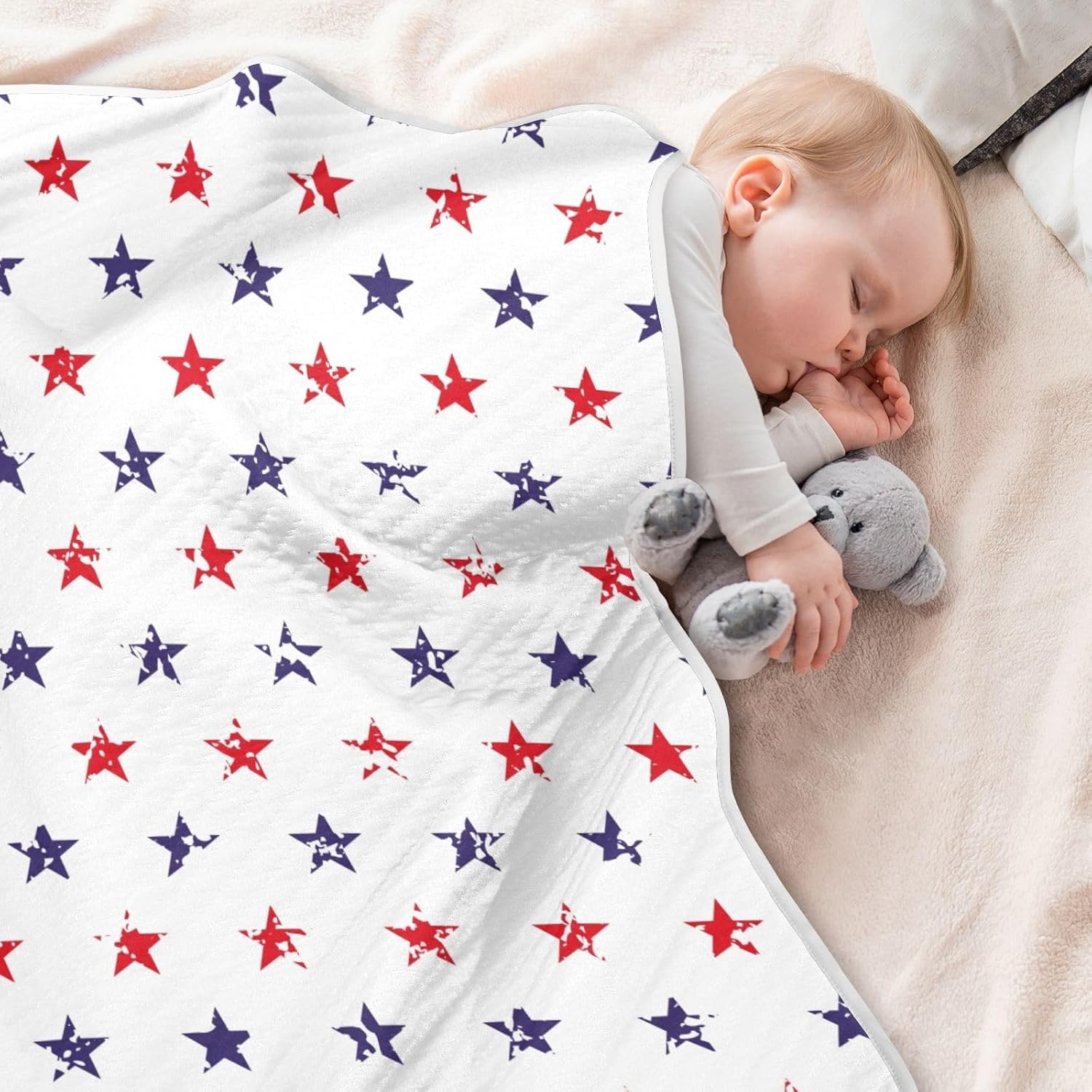 Swaddle Blanket for American Flag Stars Baby Receiving Blanket Muslin Baby Swaddles Soft Cotton Breathable Nursery Blankets for Unisex Boys and Girls 30x40 Inch