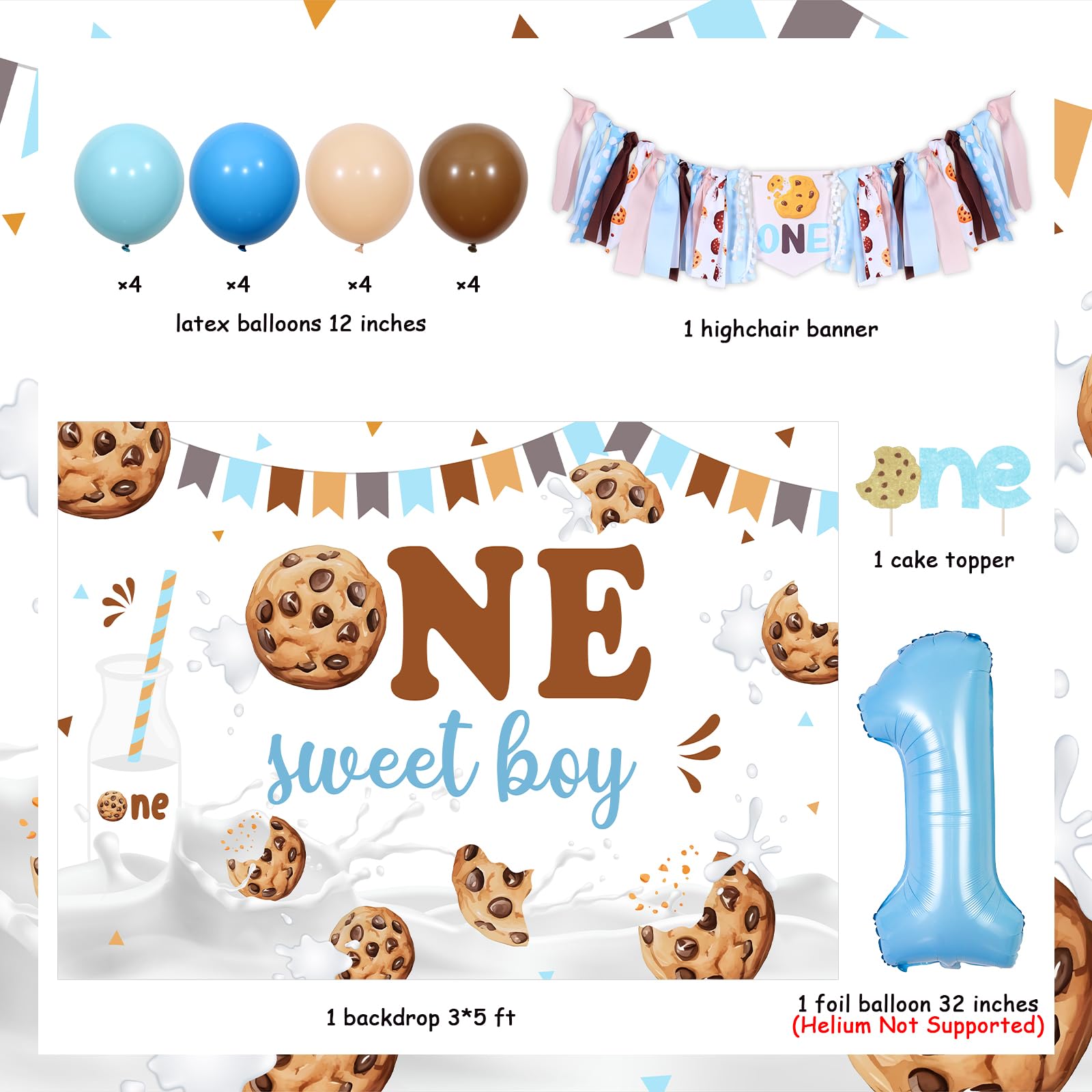 Bannière D'anniversaire Thème Biscuits Au Lait - 2 Pièces - 3 M De Long - Décoration Baby Shower Ou Fête