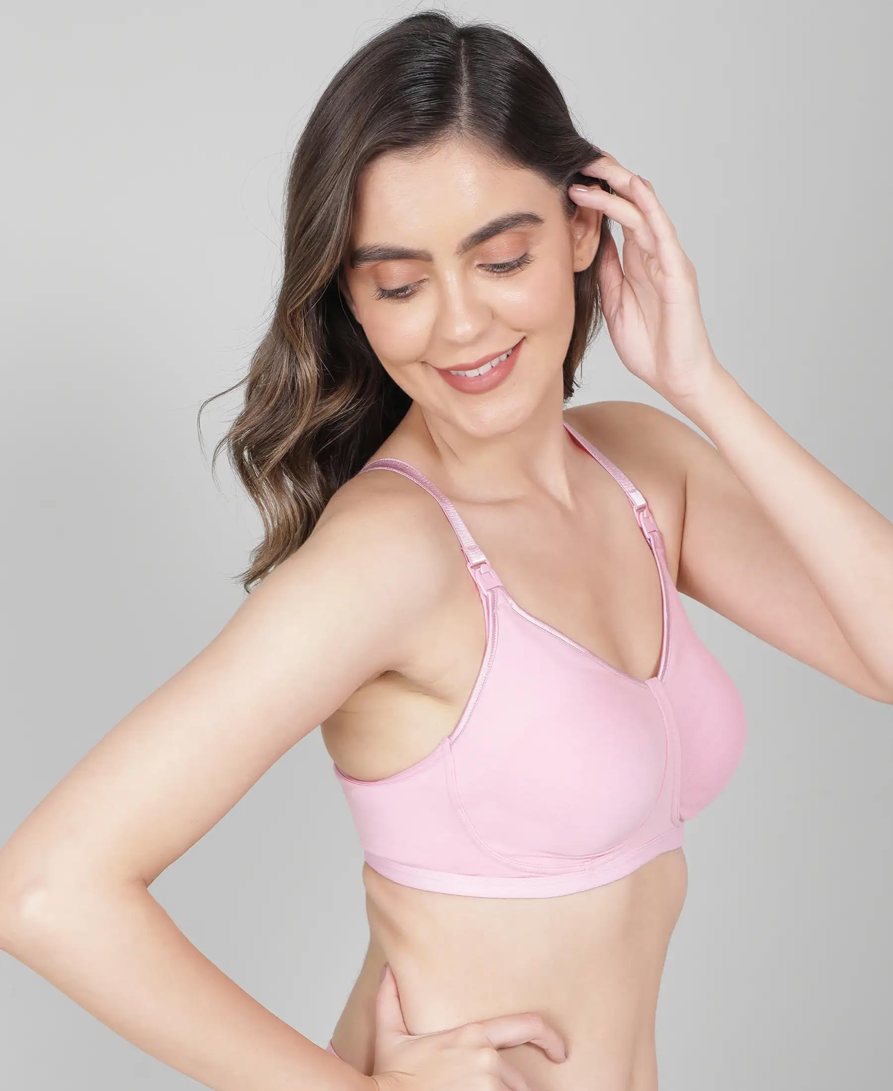 Jockey Women's Wirefree Non Padded Super Combed Cotton Elastane Stretch Full Coverage Nursing Bra with Front Opening and Adjustable Straps_Style_ES08_Candy Pink_40B - Image 7 thumbnail