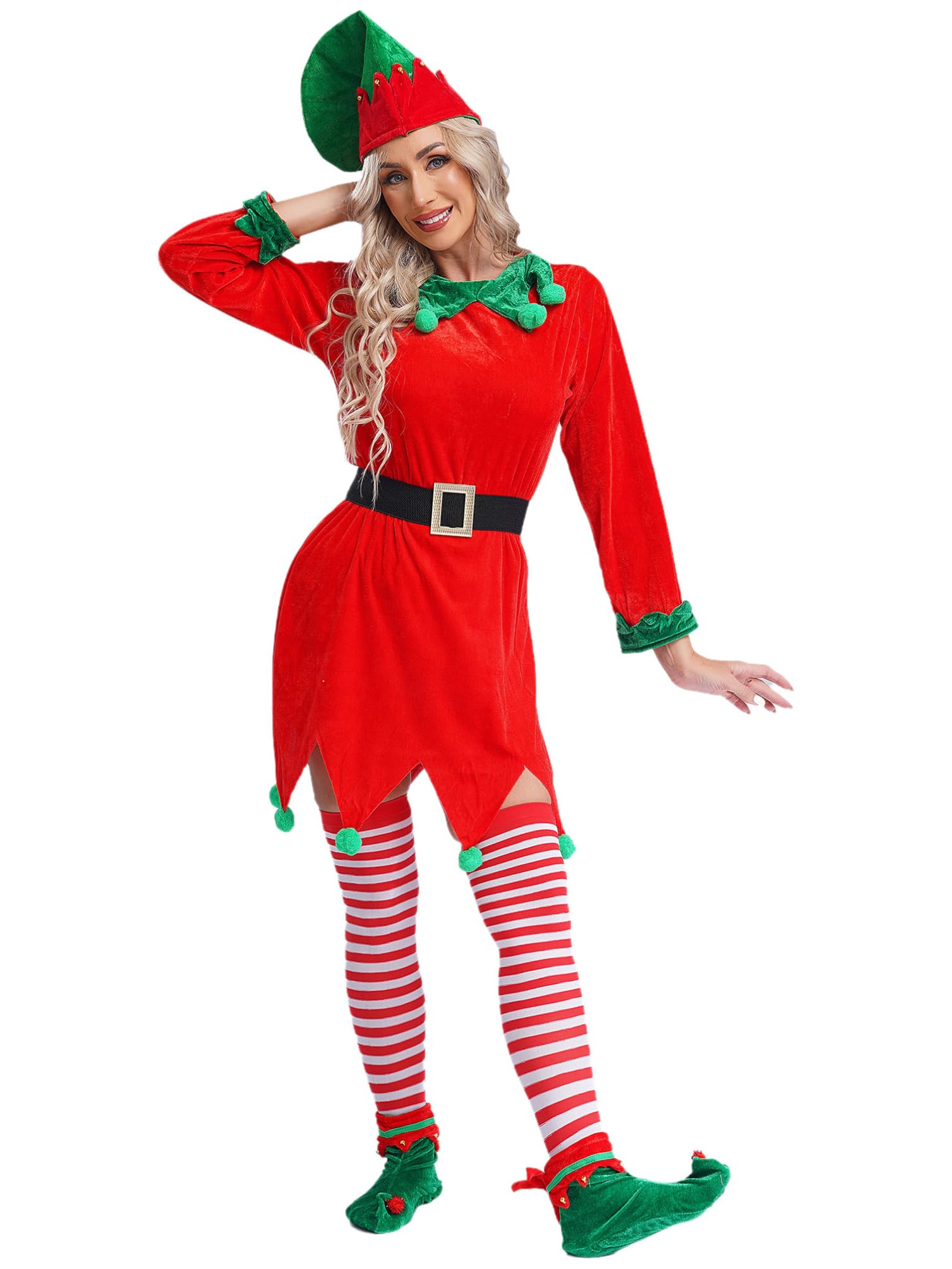 Costume D'elfe De Noël Pour Femme/fille - Ensemble Complet Pour Fête Et Cosplay - Lavable En Machine