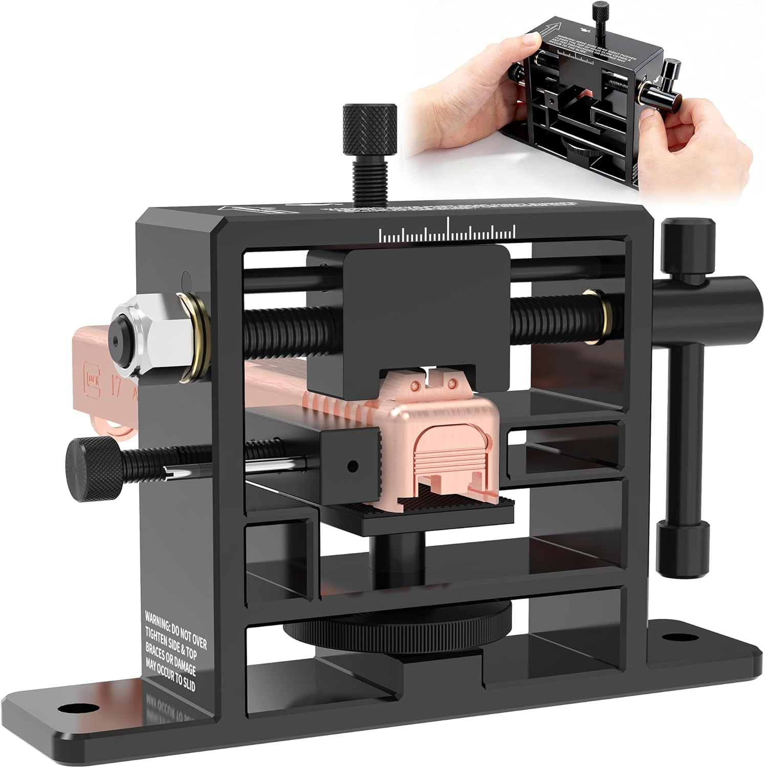 SporGain Sight Pusher Tool for Pistol, Heavy Duty Metal Frame for Precise Rear Sight Removal & Adjustment, Adjustable Base Fits Square Slides, Durable Gun Maintenance Tool