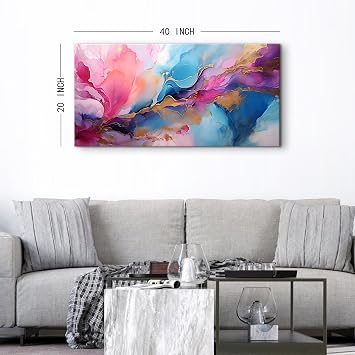 Abstract Pink Wall Art Decor Teal and Gold Marble Canvas Picture for Living Room Modern Colourful Minimalist Prints Paintings Abstract Textured Canvas Artwork for Bedroom Office Home Decoration 20x40