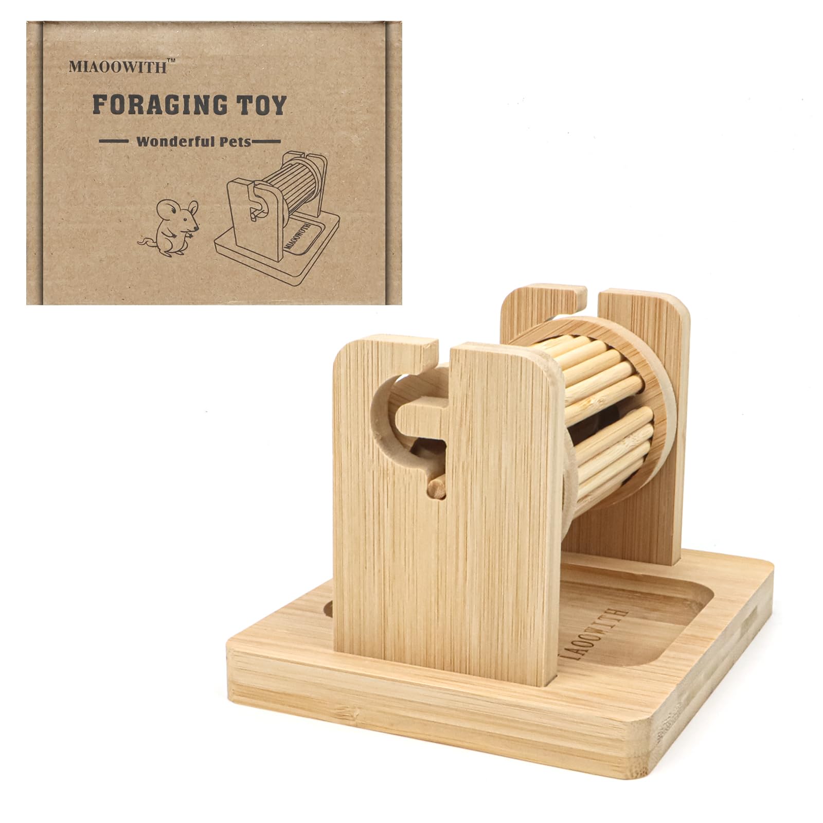 Wooden Foraging Toys for Small Animals, Interactive Puzzle Hide Treats Toy for Guinea Pig Rats Hedgehog Chinchilla