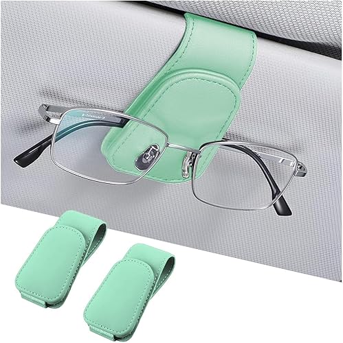 Miniatura 89 de AICEL Soportes para lentes de sol para visera solar de automóvil, soporte de cuero para colgar gafas, soporte magnético para lentes y clip