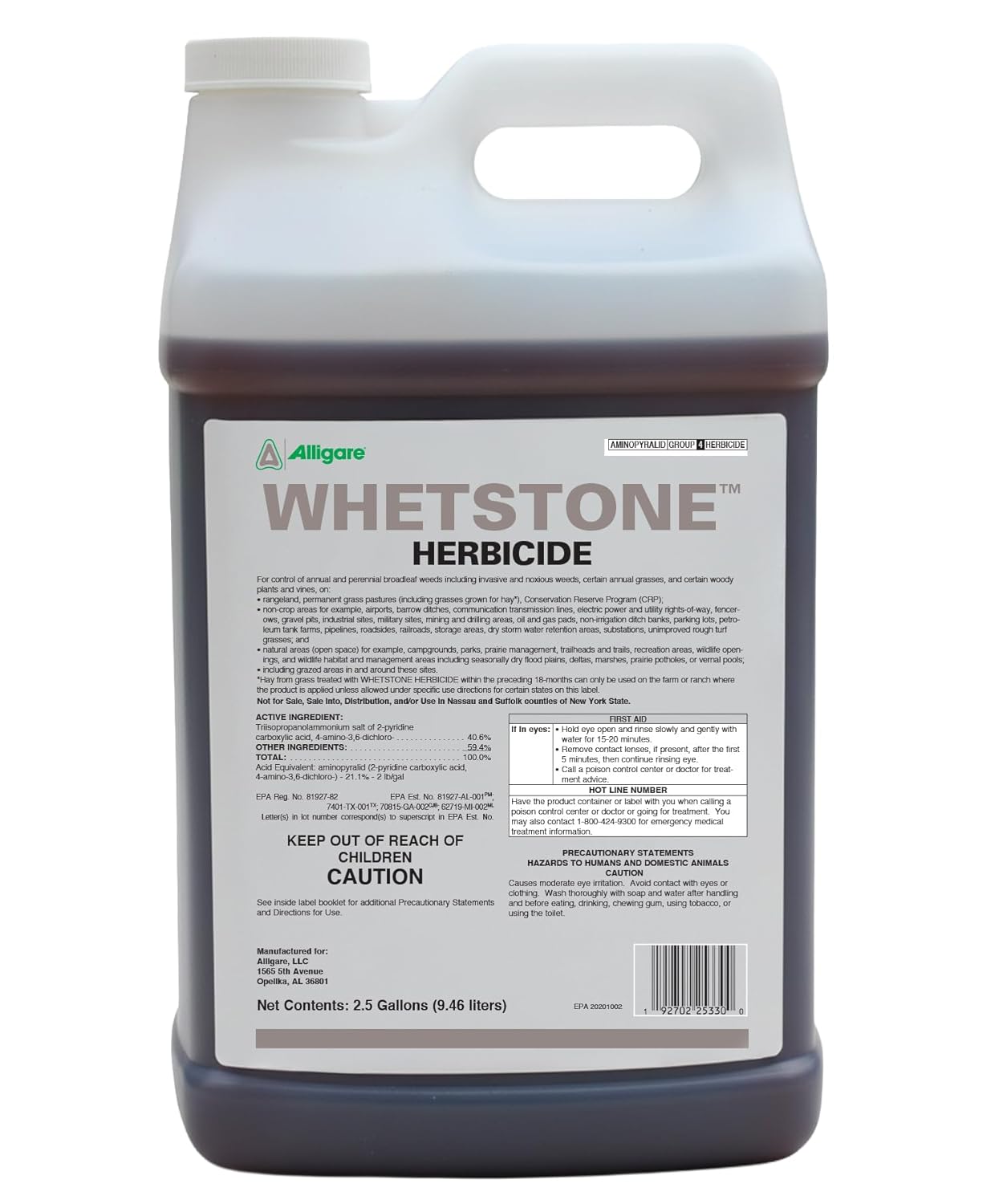 ALLIGARE Whetstone Post-Emergent Weed Killer for Rangelands, CRP, Rights-of-Way & Utility Sites - 1 Quart Herbicide Concentrate for Selective Control of Woody Plants, Broadleaf Weeds & Vines