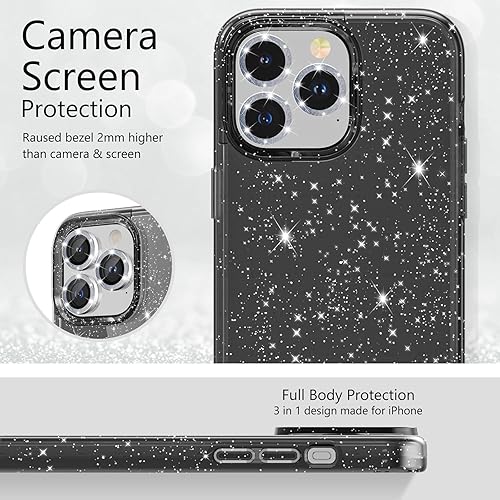 Miniatura 9 de Jasmeas Funda con purpurina para iPhone 15 de 6.1 pulgadas, con 2 unidades protector de pantalla y 2 unidades protector de lente de cámara brillante