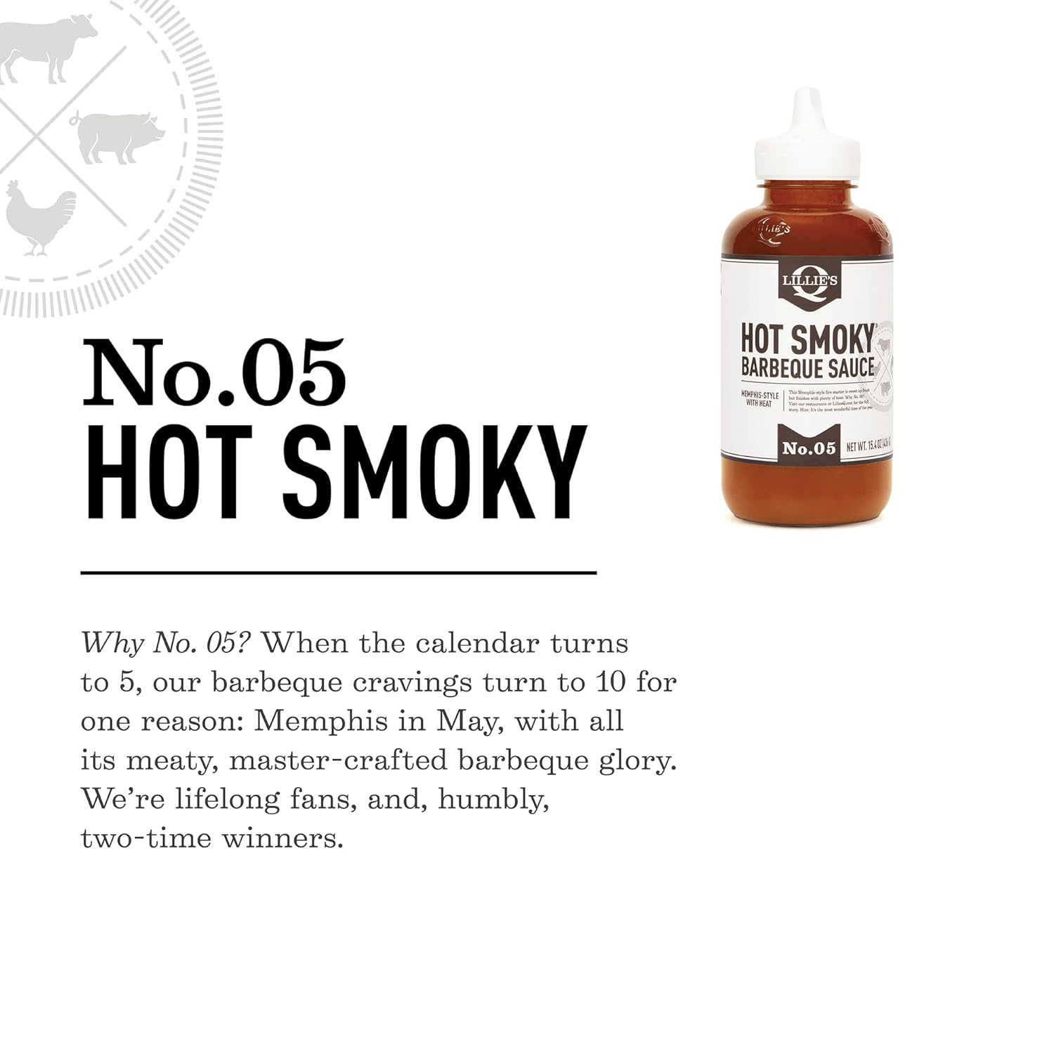 Lillie's Q - Hot Smoky BBQ Sauce, Gluten-Free, Non-GMO, No Preservatives, Gourmet Spicy BBQ Flavor (15.4 oz, 2-pack)