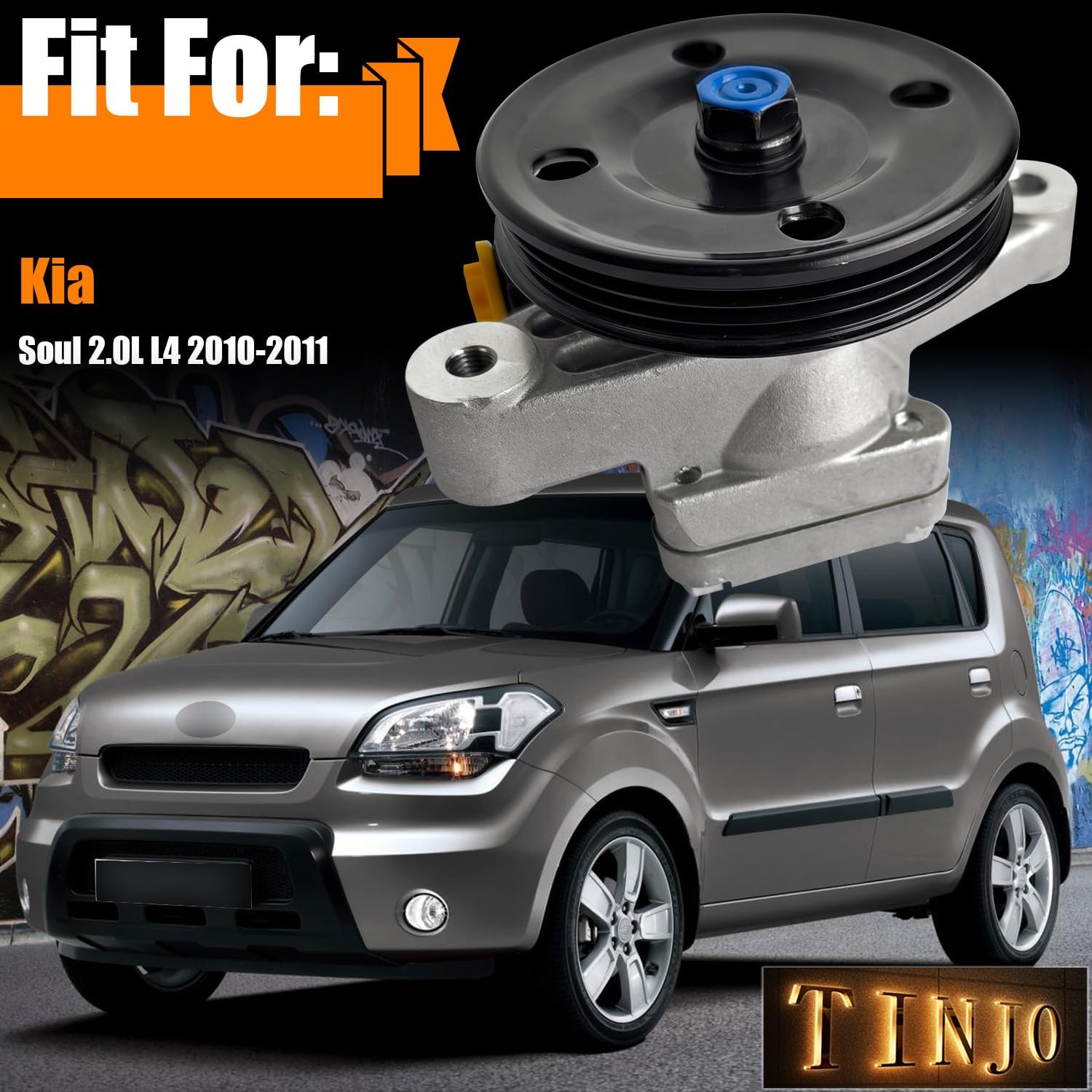 57100-2K500 Power Steering Pump with Pulley Fits for Kia Soul 2010-2011 2.0L L4, Power Assit Pump with Pulley Replacement for 2010-2011 Kia Soul 2.0L L4 Replace OE# 571002K500, 57100-2K500