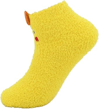 OVOV 1 Pair Women's Winter Warm Sleep Socks Coral Fleece Fuzzy Animal Patterns Cute Floor Socks
