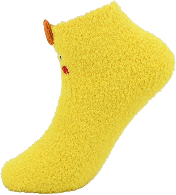 OVOV 1 Pair Women's Winter Warm Sleep Socks Coral Fleece Fuzzy Animal Patterns Cute Floor Socks