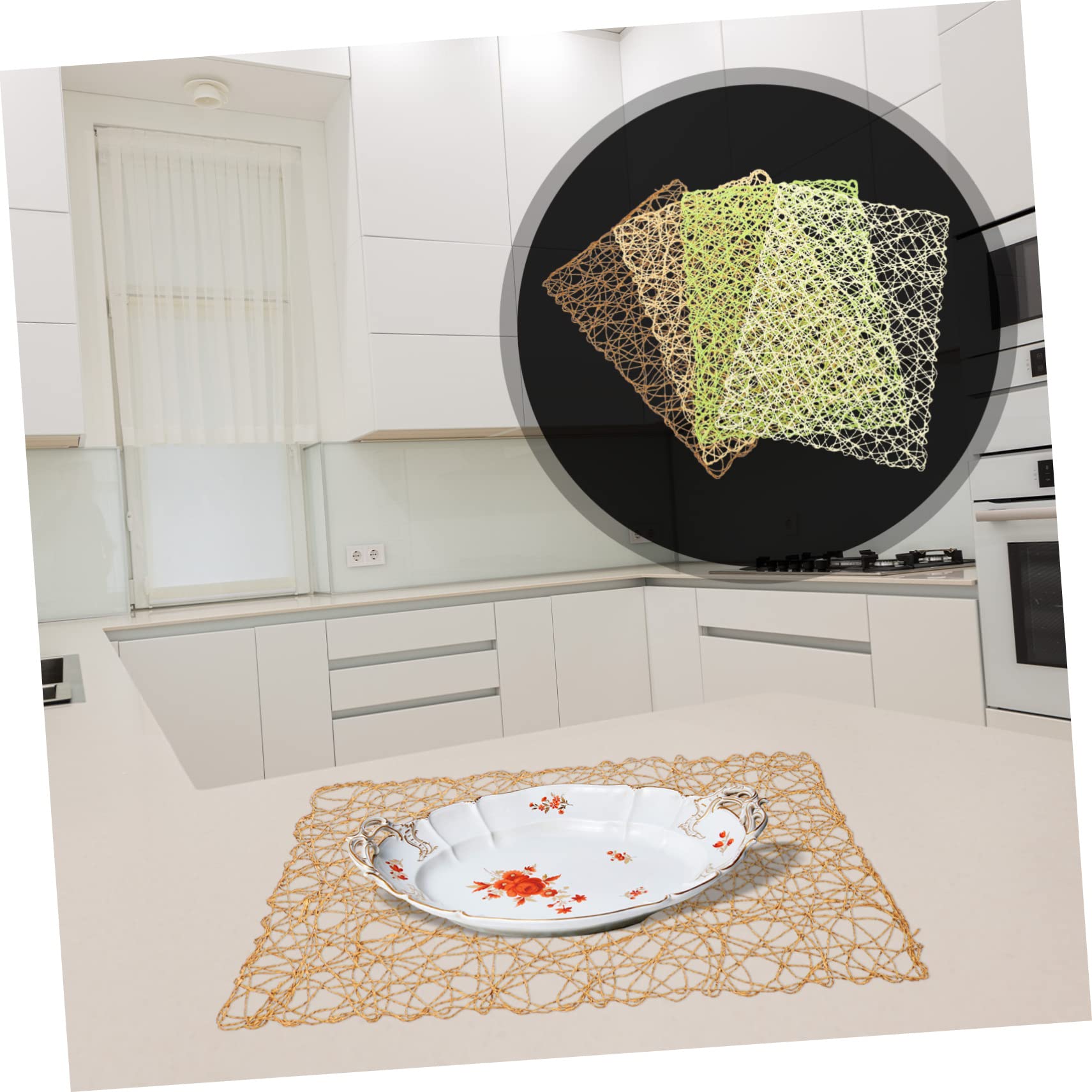 Amosfun 12 STK Tischsets aus Papierseilgewebe Boho-Tischset - untersetzer hitzebeständig rutschfeste unterlage Platzdeckchen für den Haushalt rustikales