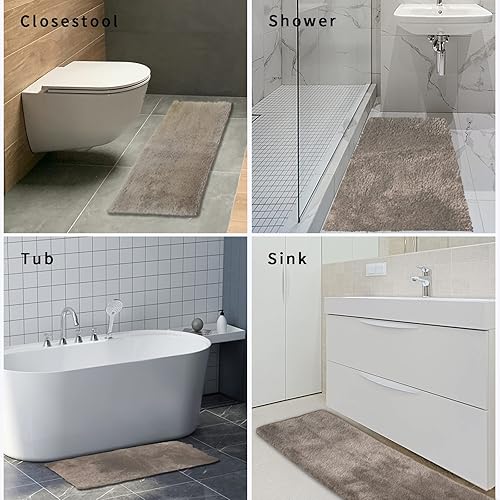 Miniatura 6 de FIFU Alfombra de baño de 24 pulgadas de ancho x 48 pulgadas de largo, tapetes de baño para baño, dormitorio y cocina, parte trasera de látex de goma