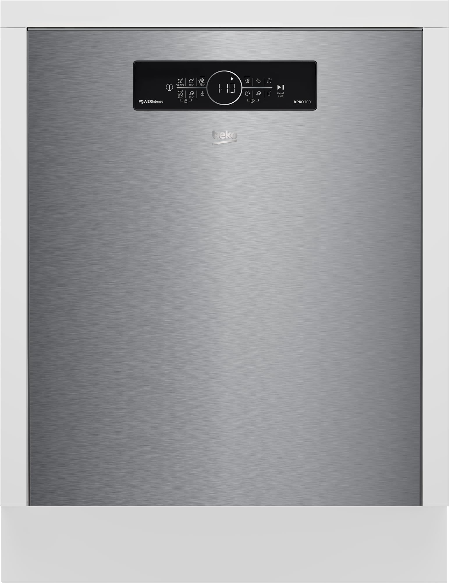Beko BDDN36561XP Geschirrspüler 60 cm, unterfähig, für 15 Maßgedecke, 5 Programme, 6 Zusatzfunktionen, 3 Spülebenen, PowerIntense, SilentWash, SelfDry, Programm für halbe Beladung, edelstahl