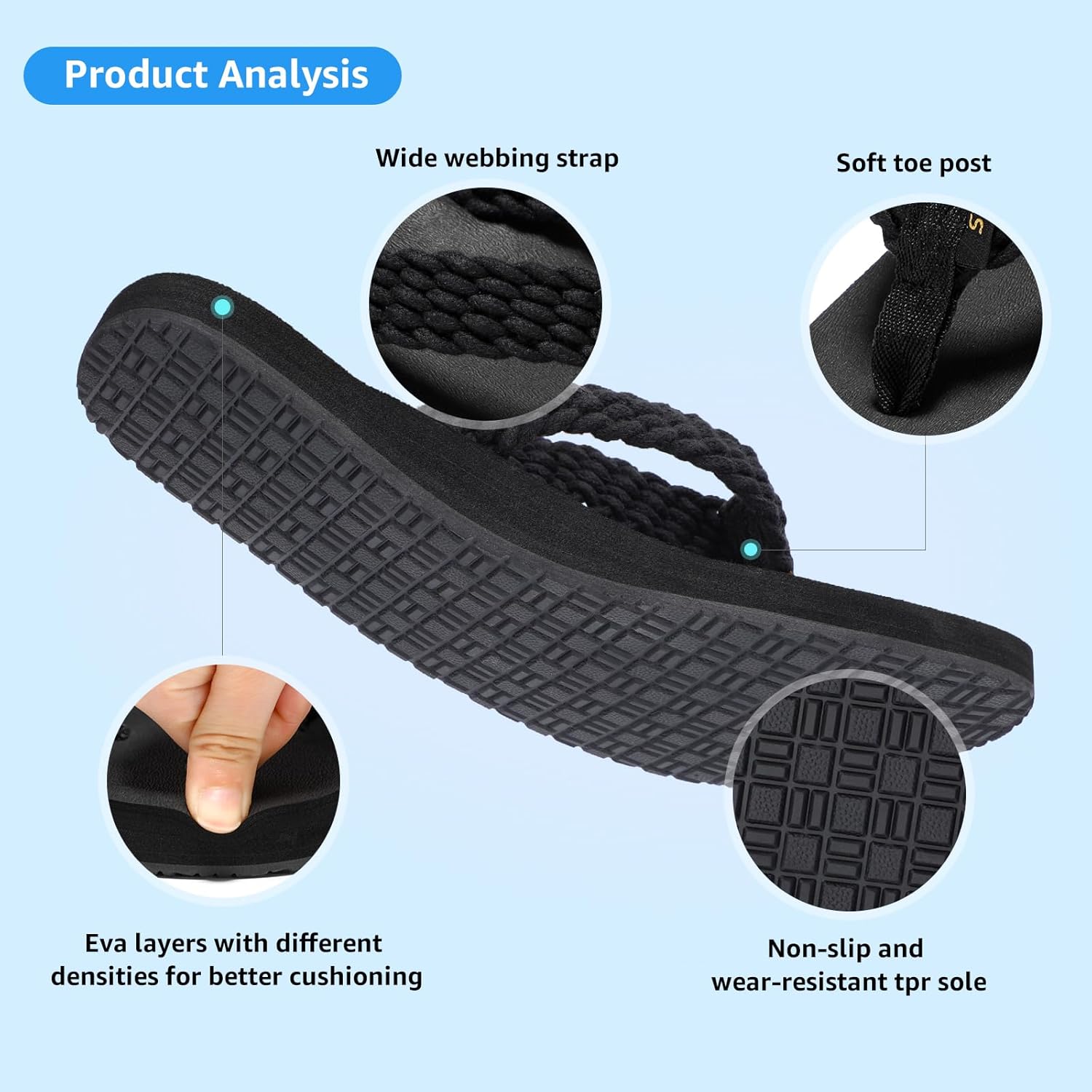 STQ Womens Quick Dry Flip Flops with Yoga Mat Sole丨Arch Support Thong Sandals - Image 5