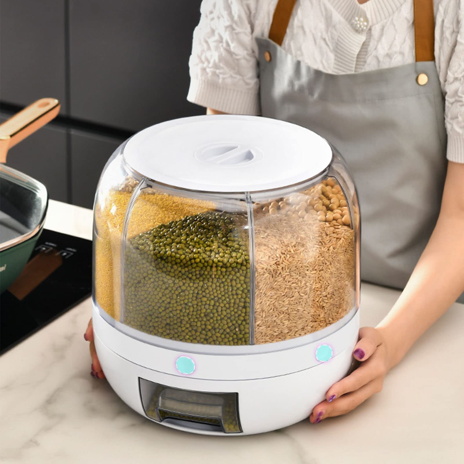 Scatola portaoggetti separata per cereali, con buona tenuta e design visibile, per conservare il riso a casa, 1 secchio per riso in PP (grande 30 cm)