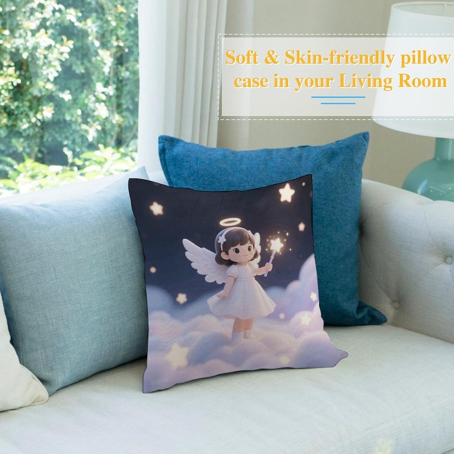 Angelic Little Girl Plush Cushion Cover