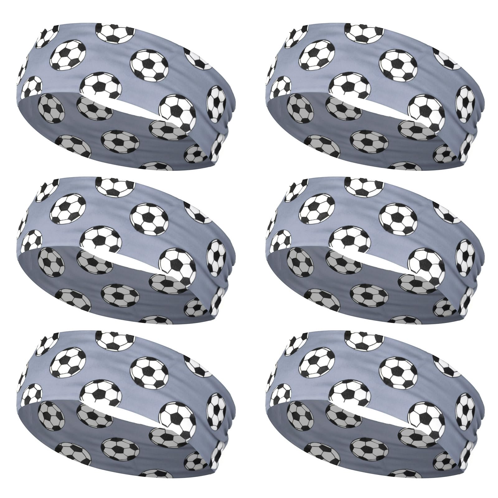 ordinarYone Pack Of 6pcs Stretchy Football Headbands Headwear For Sports And Parties Comfortable Elastic Hair Accessories