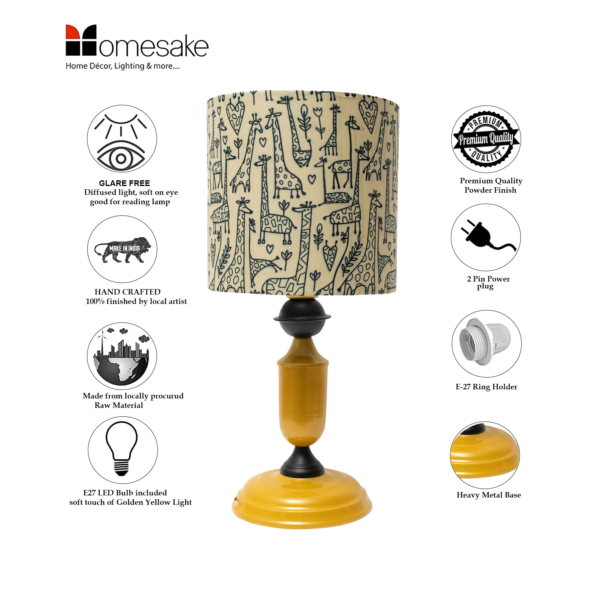 Homesake® Murphy Golden Table Lamp with Shade, Bulb Included (Savannah Shade) - Image 4 thumbnail