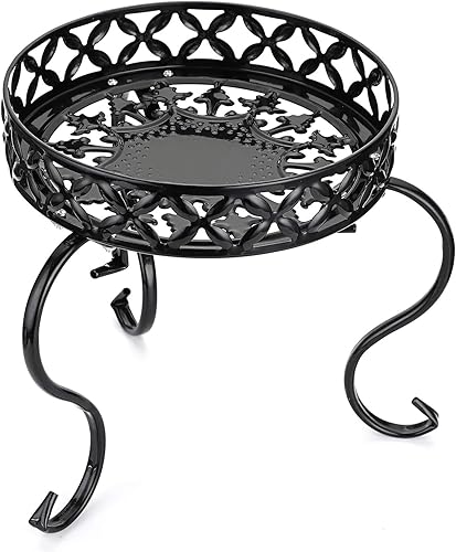 Miniatura 5 de OwnMy Soporte redondo de metal para macetas de hierro para interiores y exteriores, soporte para plantas de alta resistencia, estante para macetas