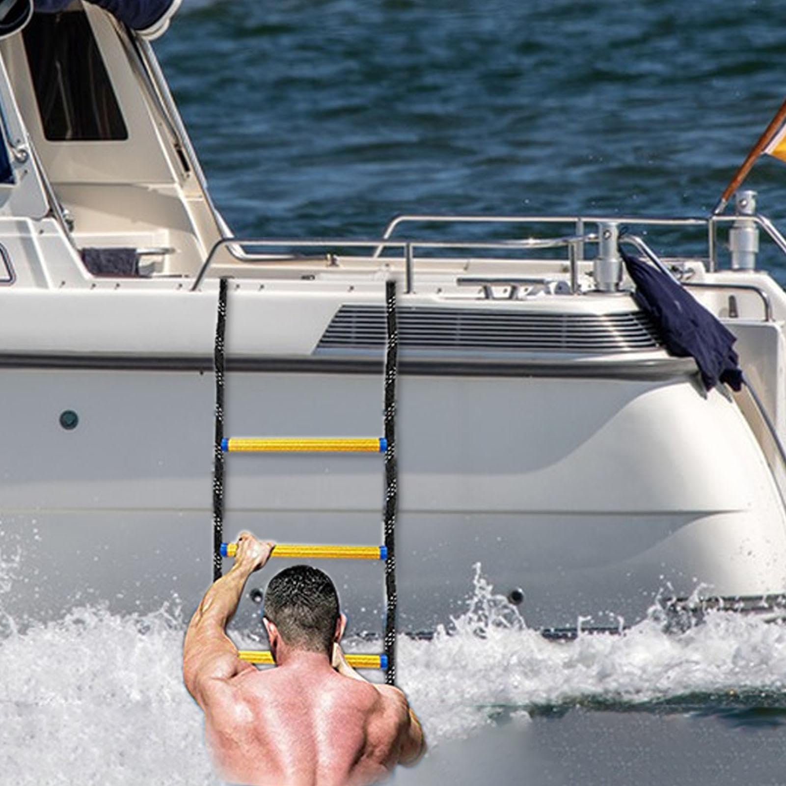 di corda marina a 5 gradini – Estensione portatile per imbarco, ideale per corse gonfiabili, kayak, pesca e attività nautiche