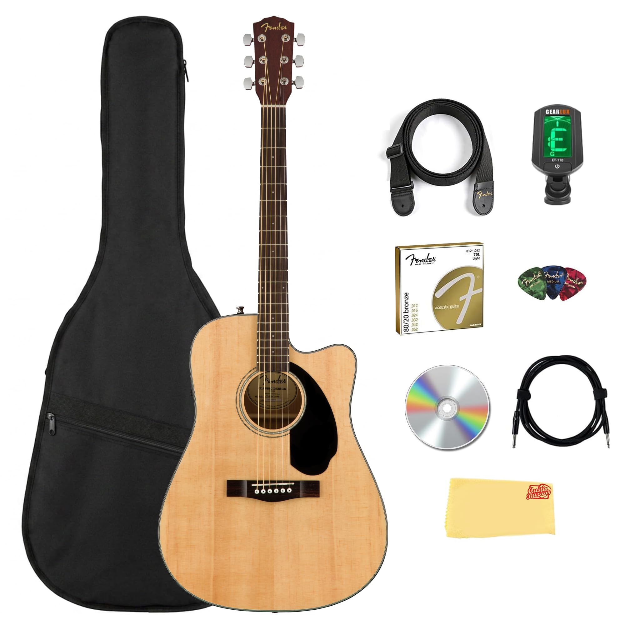 Fender CD-60CE SBST サンバースト エレアコ ギグケース付き Amazon.com: Fender CD-60SCE Solid Top Dreadnought Acoustic