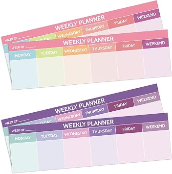 200 Sheets Weekly Planner Notepad Tear off 2.8 x 9.5 Inch Weekly Calendar Pad to Do List Notepad Adhesive Horizontal Schedule Sticky Pad for Planner Reminder Office SchoolMulticolor