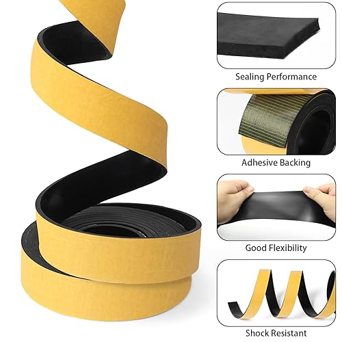 Miniatura 3 de Neoprene Rubber Sheet Self Adhesive, Solid Rubber Sheets, Rolls & Strips for Crafts, Pads, Protection, Supports, Leveling, Anti-Vibration, Anti-Slip