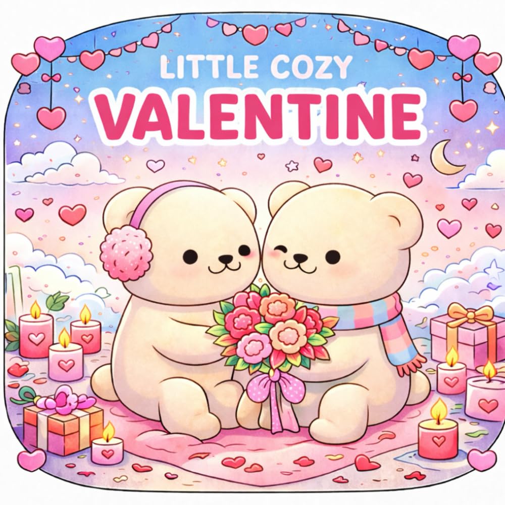 LITTLE COZY VALENTINE: Cute & Cozy Valentine Coloring Book with Romantic Scenes and Kawaii Animal Couples (Little cozy collection)