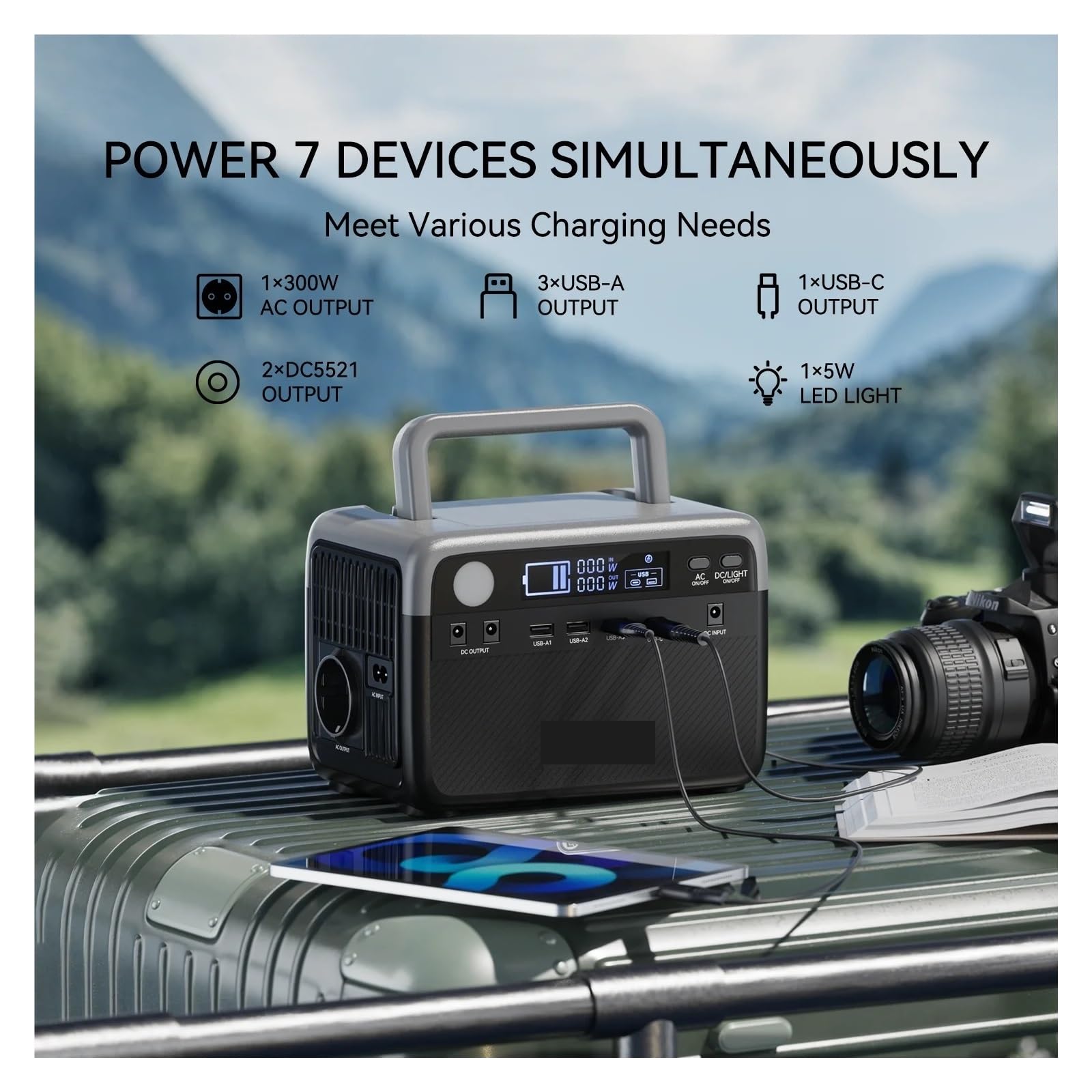 Stazione Di Ricarica Portatile BP030B Energia Solare Da 300 W Batteria LiFePO4 230,4 Wh Alimentatore Mobile Campeggio 2500 Durata Della Batteria Ultra-Lunga