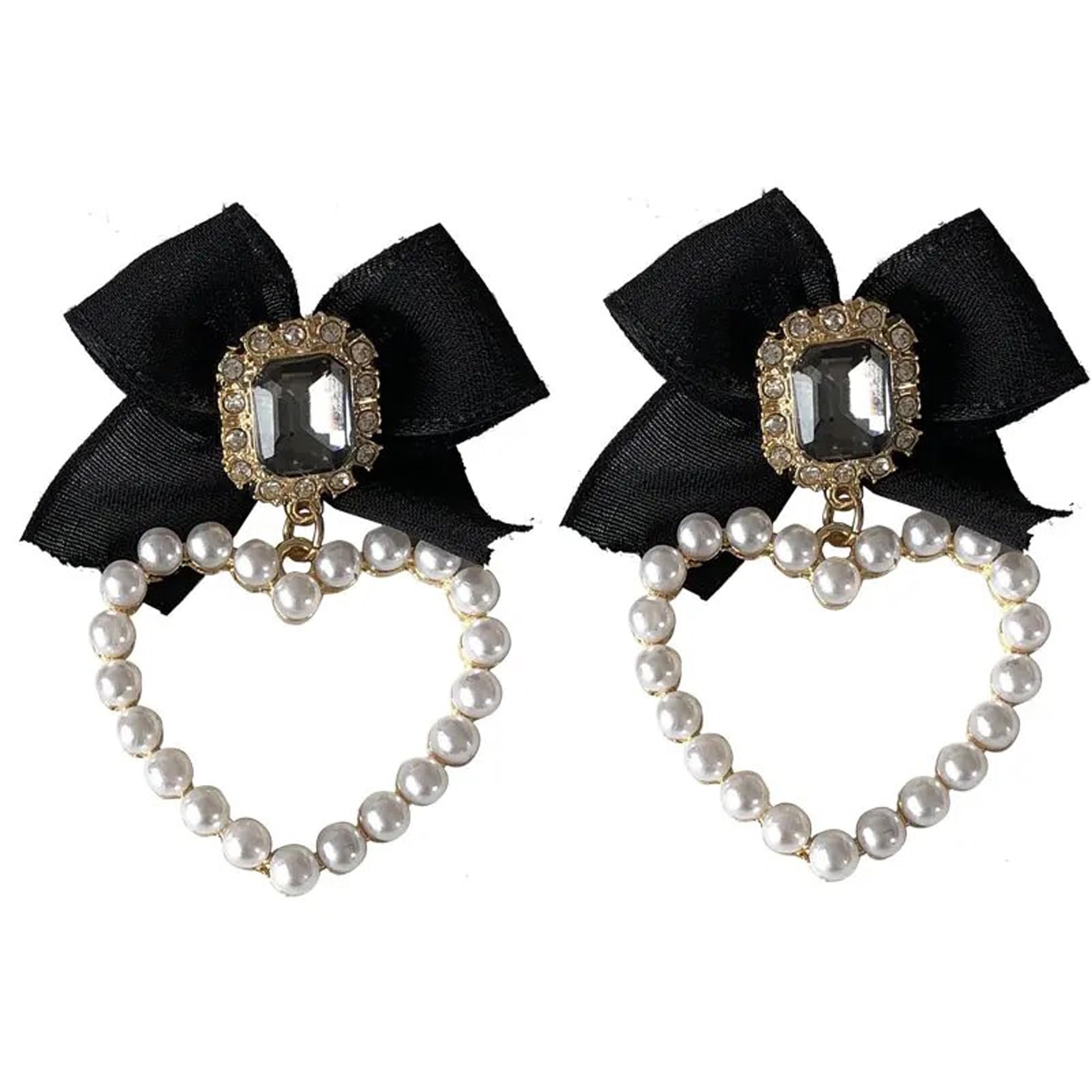 Fashion Frill Earrings For Women Princess Heart Pearl Earrings Black Ribbon Bow Dangle Earrings For Women Girls Love Gifts Womens Jewellery (B0CMM83FB4) Amazon Price History, Amazon Price Tracker