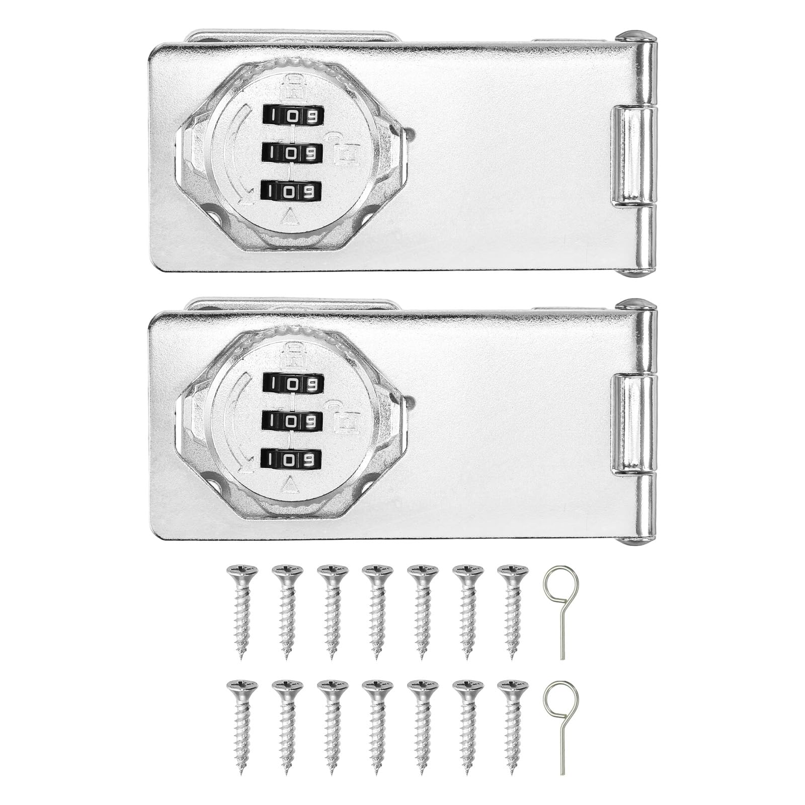 PATIKIL Cabinet Password Hasp Lock (96mm, Silver) (2 Pcs), 3-Digit Security Combination Latch Lock Keyless Hasp Latch, Suit for- Closet/Cupboard/Drawer/Barn/Garden