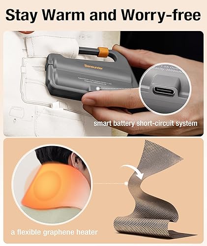 Miniatura 5 de BENEUNDER Envoltura de cuello acolchada con calefacción eléctrica alivia el dolor y la rigidez muscular, calentador de espalda y abdomen, esenciales