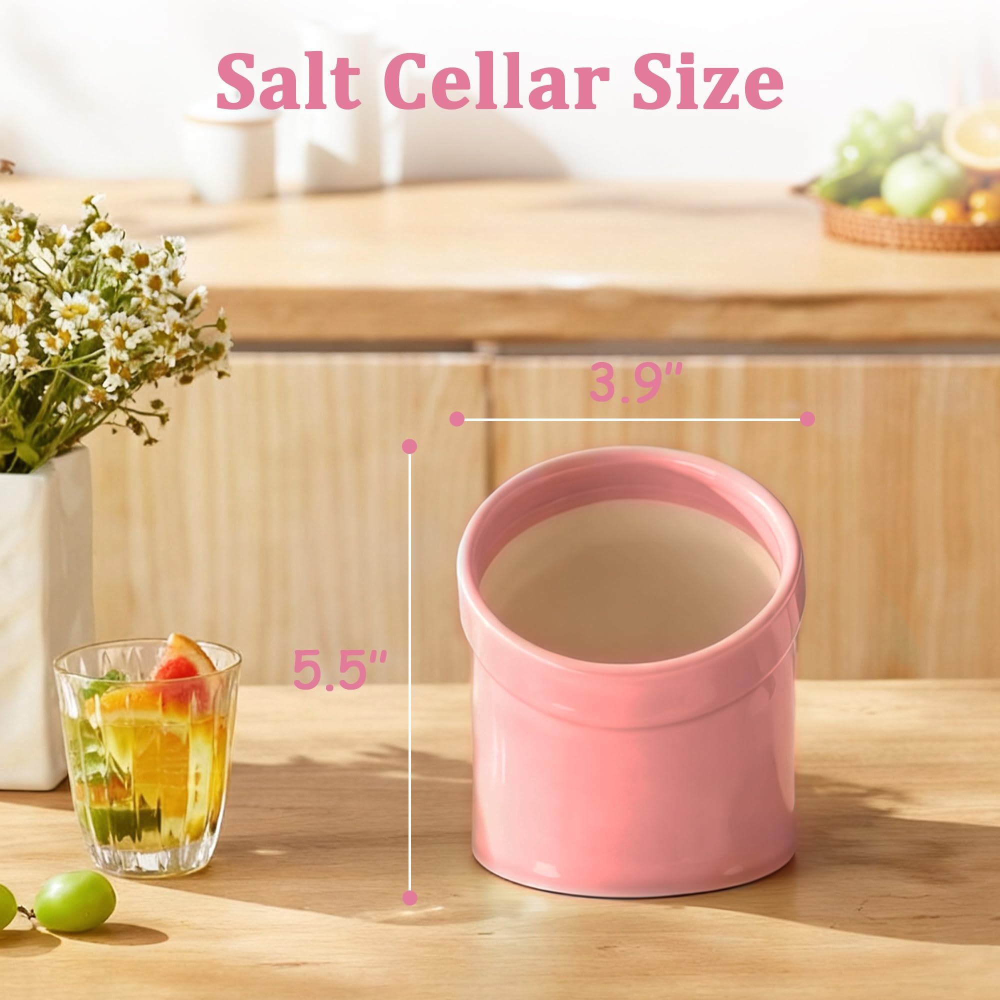 Pink Ceramic Salt Cellar - Dishwasher Safe -3