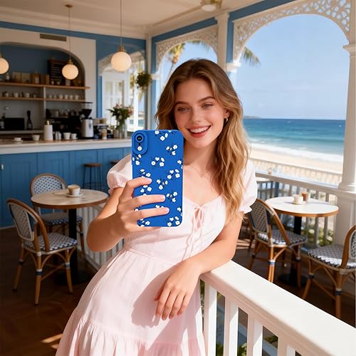 Miniatura 5 de Funda de silicona líquida compatible con iPhone XR, diseño de patrón de flores a la moda, funda de silicona líquida, delgada, a prueba de golpes y