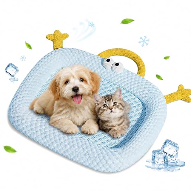 LLELEMAMO Cama Fresca Gato Verano Alfombrilla Transpirable Lavable Antideslizante (D,50 * 40cm)