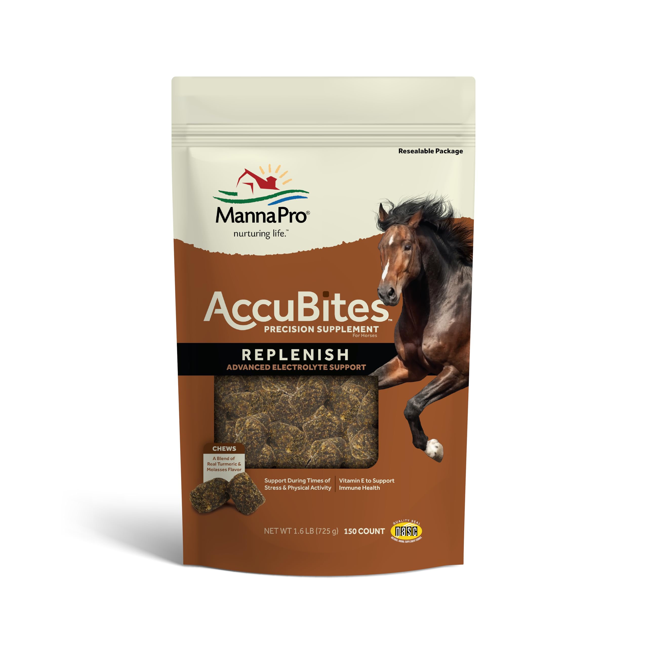 Manna Pro AccuBites Replenish Supplement, Horse Electrolyte Support, 1.6 lb