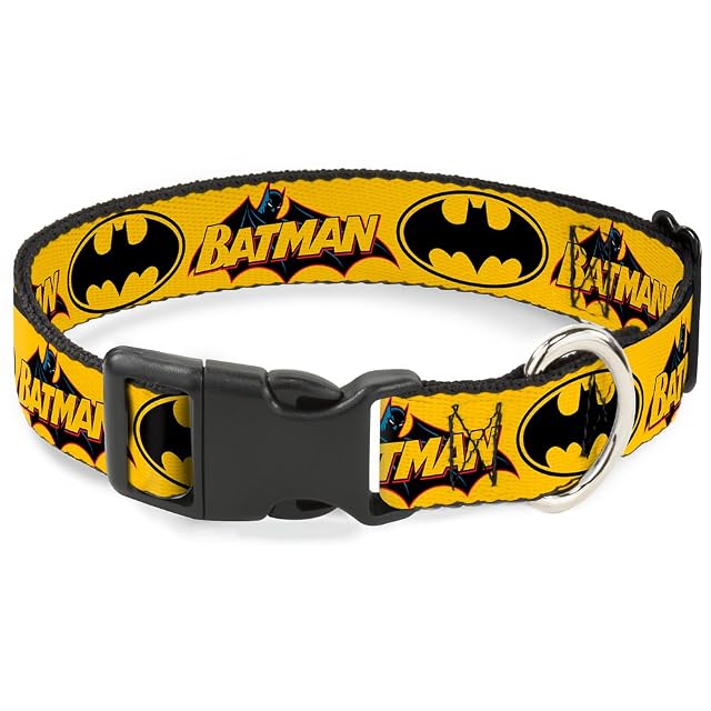 Buckle Down Vintage Batman Logo & Bat señal 3 Amarillo plástico Clip Collar