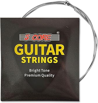 5 Core Electric Guitar Strings Brass Phosphor Bronze Extra Light Gauge .009.042 High Carbon Steel Core Bright & Powerful Tone 6 String Set for All