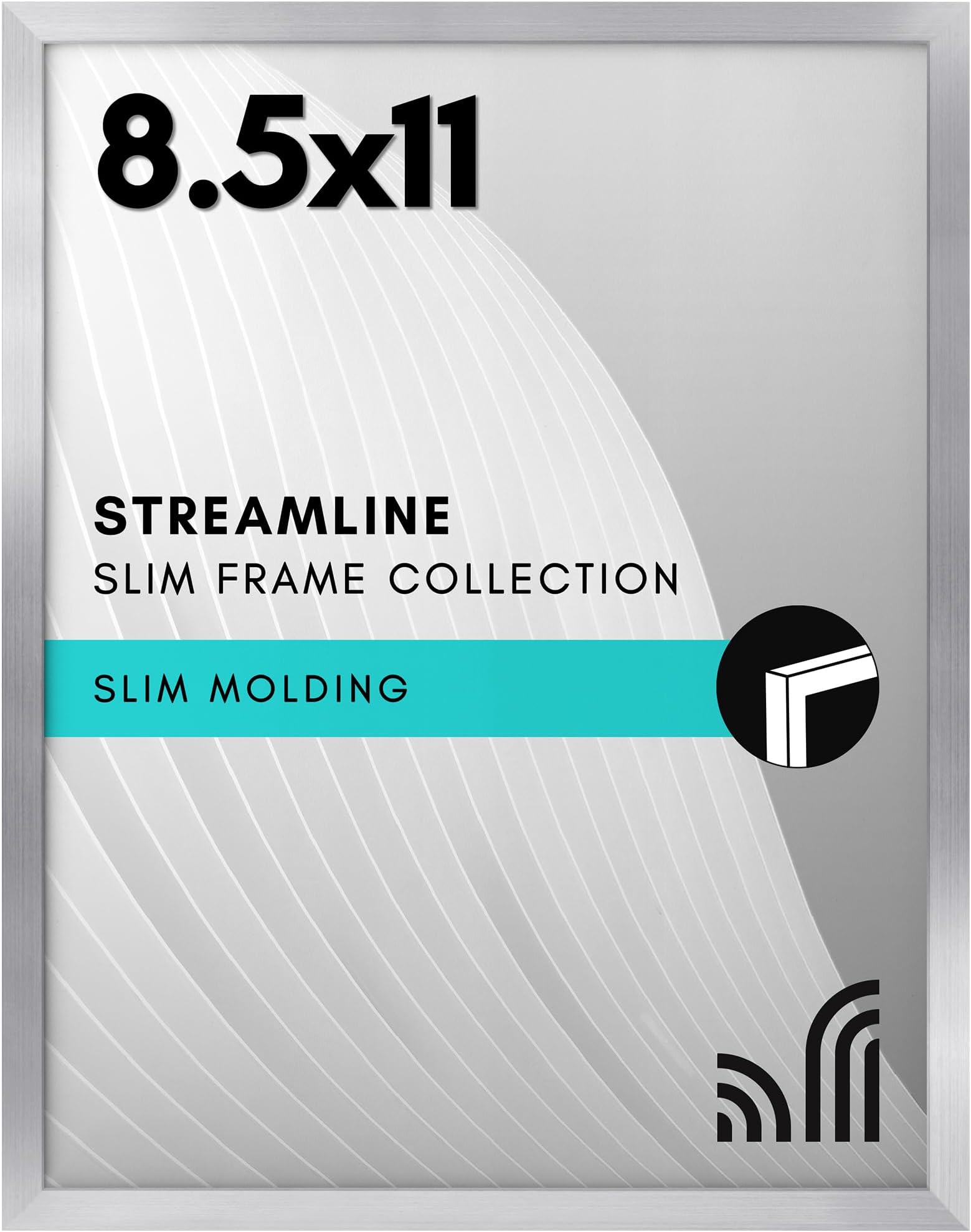 Americanflat 8.5x11 Picture Frame with Shatter-Resistant Glass - Streamline Collection - Thin Border Photo Frame for Tabletop and Wall Display - Hanging Hardware and Easel Stand Included - Silver