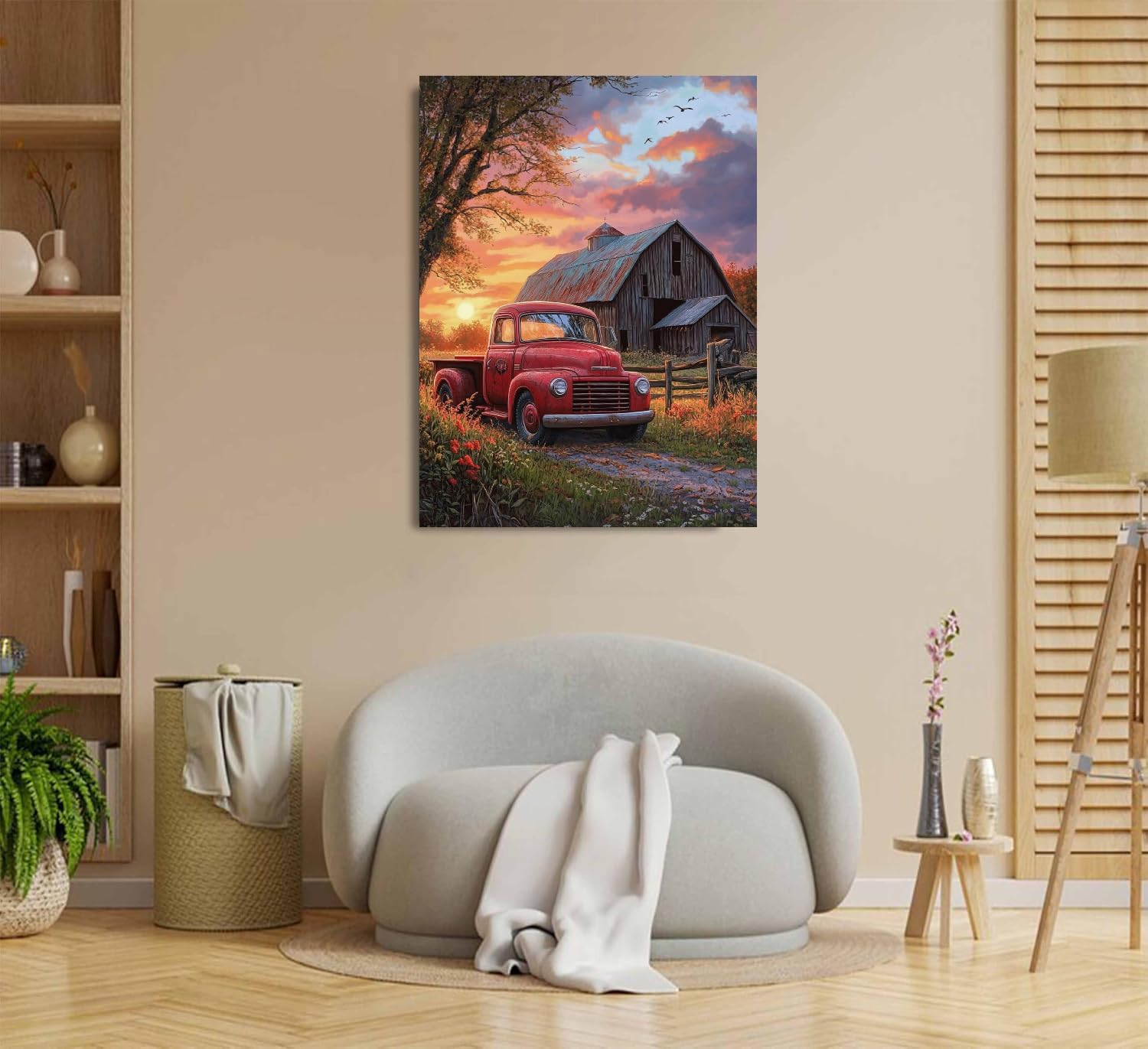 The Red Truck and The Old Barn Paint by Numbers Kit for Adults, 16"x20" Canvas Painting Kit for Beginners, Modern Aesthetic DIY Paint by Number on Canvas for Home Wall Decor 73 image 2