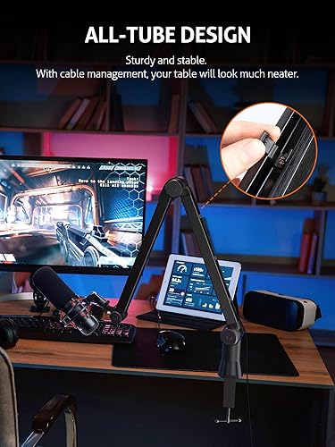 Miniatura 5 de SUNMON HyperX QuadCast - Brazo de micrófono resistente mejorado con filtro HyperX QuadCast Pop, brazo de micrófono giratorio de 360 para QuadCast S