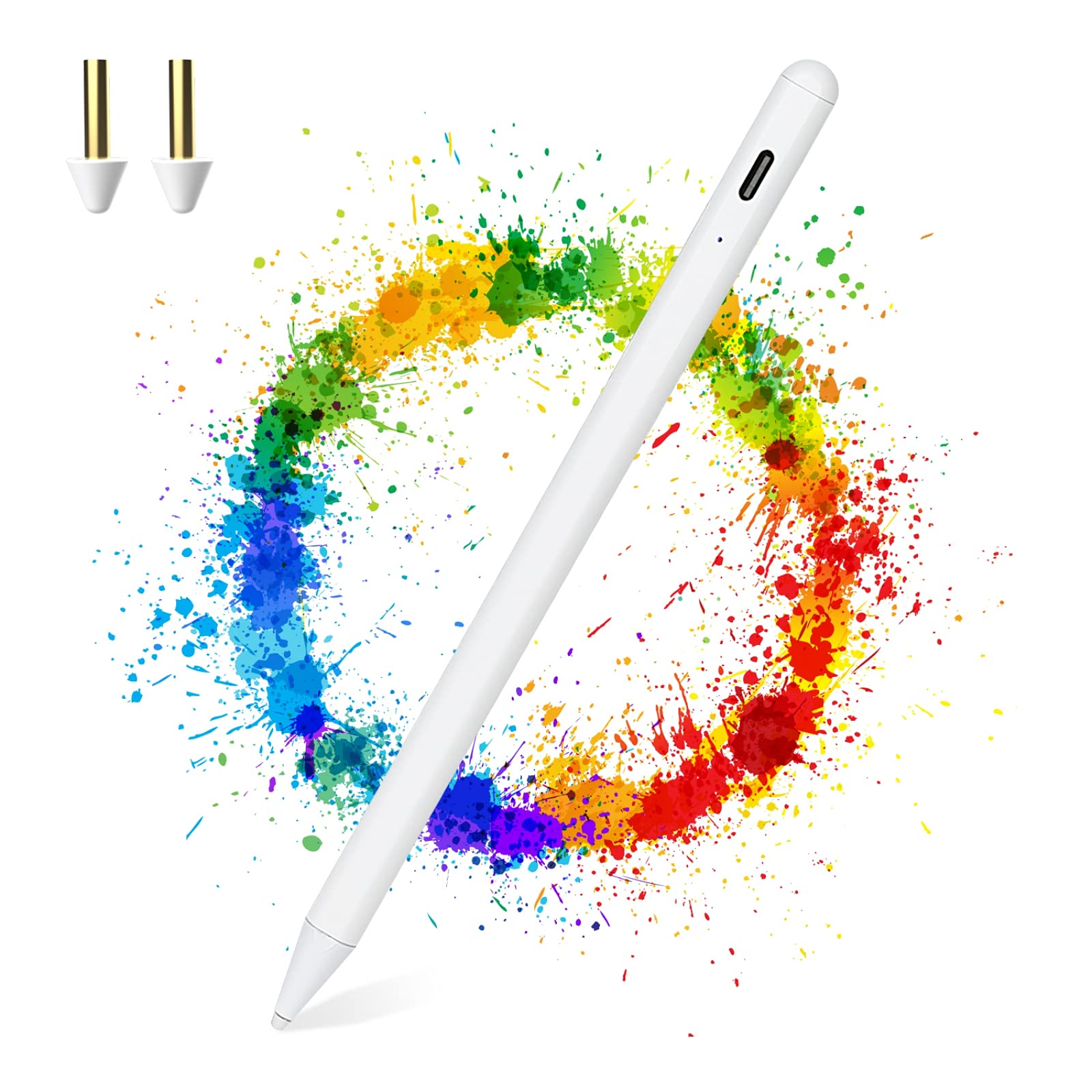 Stylus Pen with Palm Rejection, Active iPad Pencil Compatible with Apple iPad 2018(6th Gen), iPad Air (3rd Gen), iPad Mini (5th Gen), iPad Pro 11/12.9 (White)