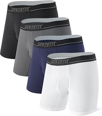 Separatec CradleFit Pouch Underwear For Men Breathable & Moisture Wicking Micro Modal Boxer Briefs with Fly 4 Pack