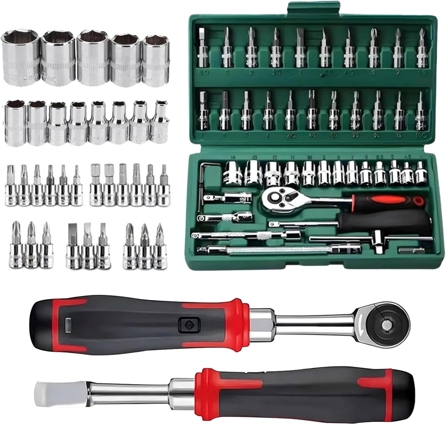 Generic Cordless Slim Ratchet Set, Vessel Ratchet, Household Hand Repair Tool Set, Auto Repair Tool Box, Portable Mechanics Hand Tool Set, for Home, Dorm, Apartment