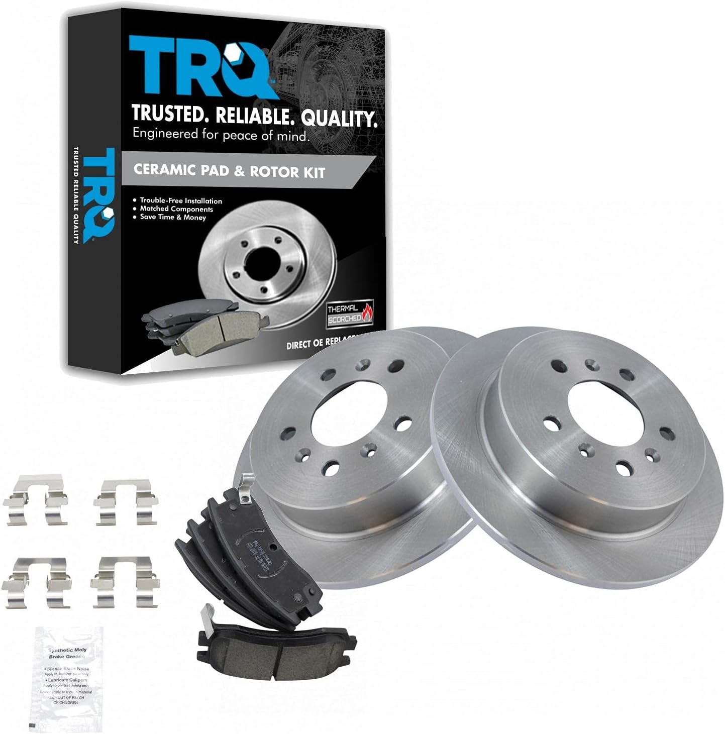 TRQ Rear Brake Pad & Rotor Kit Brake Pads Brake Rotor Ceramic Compatible with 2009 Buick LaCrosse 2006-2010 Chevrolet Impala 2006-2007 Monte Carlo