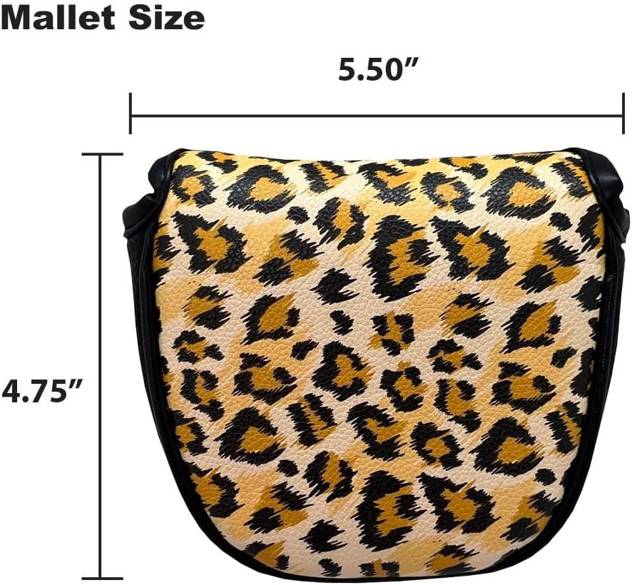 Giggle Golf Mallet Putter Cover, PU Leather with Embroidered & Printed Designs with Magnetic Closure (Wild About Golf)