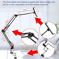 Vista 7 de Soporte para tablet ajustable, soporte plegable para cama, soporte universal flexible de aluminio para tableta con rotación de 360 grados