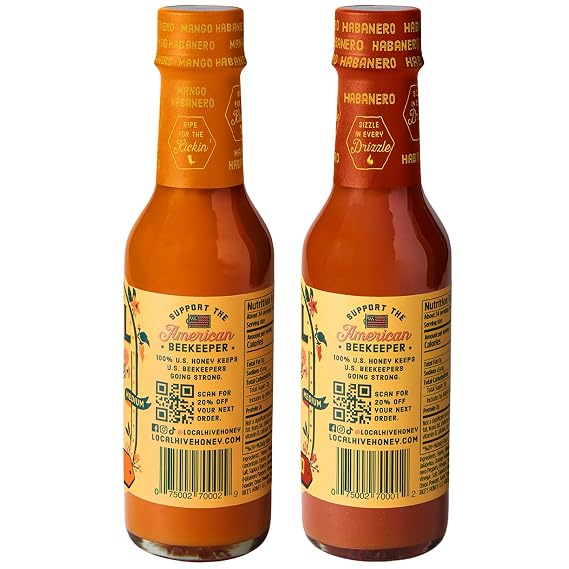Local Hive Mango Heat Duo 2-Pack Hot Sauce Bundle with Mango Habanero & Habanero Honey Hot Sauces