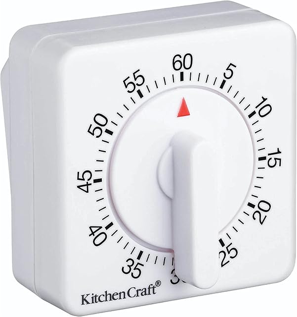 KitchenCraft Wind Up Kitchen Timer, 60 minutes, White